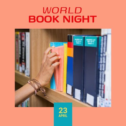 World book night celebration with books in library
