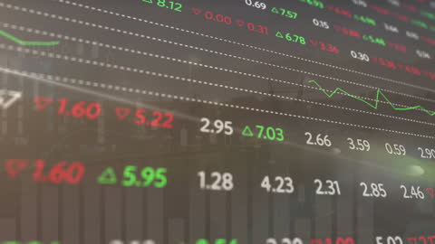 Dynamic Stock Market Graphs over Cityscape Background