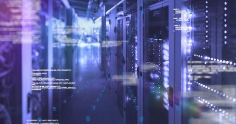 Digital Interface Over Modern Server Room Interior - Download Free Stock Images Pikwizard.com