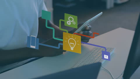 Tech-Savvy Executive Working on Digital Innovation in Modern Office