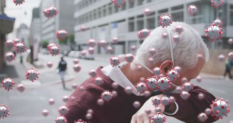 Senior Man Encountering COVID-19 Threat with Mask - Download Free Stock Images Pikwizard.com