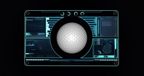 Digital interface with golf ball analytics on screen