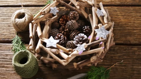 Rustic Christmas Wreath with Pinecones and Twine