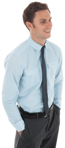 Smiling Businessman in Executive Attire Standing Transparent Background