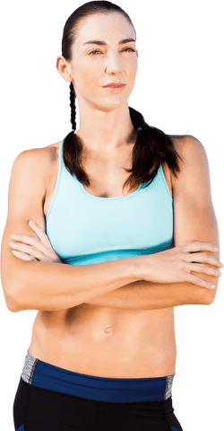Confident Female Athlete with Arms Crossed on Transparent Background