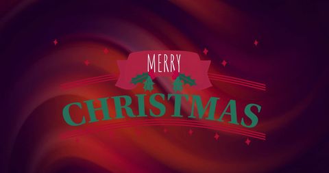 Festive Merry Christmas Text on a Red Colorful Background