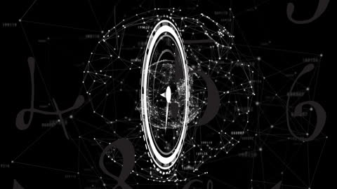 Network Globe with Clock and Numbers on Black Background