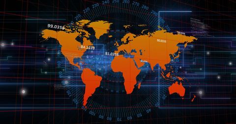 Global Data Processing on Digital World Map Background - Download Free Stock Images Pikwizard.com