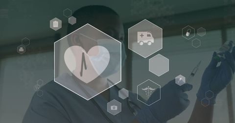 Digital Healthcare Interface with African American Male Doctor