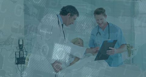 Doctors Collaborating on Patient Record in Healthcare Setting