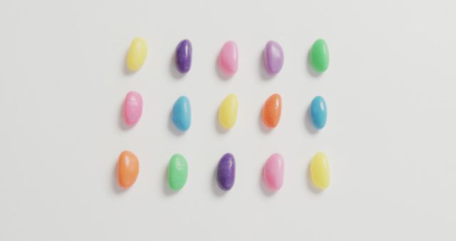 Colorful Jelly Beans in Neat Rows on White Background - Download Free Stock Images Pikwizard.com