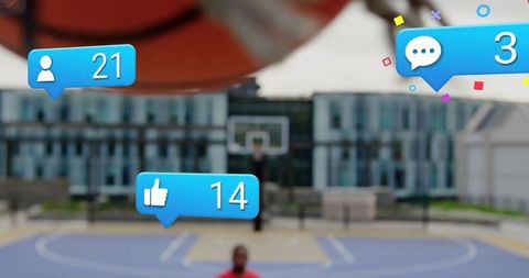 Urban Basketball Player with Social Media Notifications