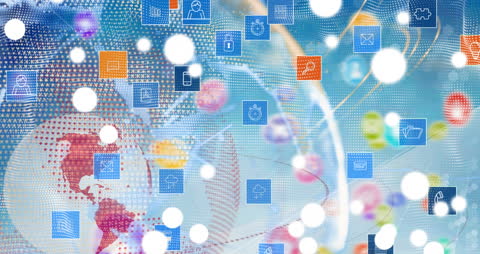 Digital Media Icons Overlaying Virtual Globe Concepts