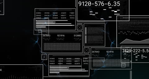 Futuristic Data Processing Interface Animation Showing Complex Algorithms