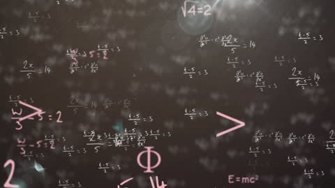 Mathematical Equations and Symbols on Black Digital Interface