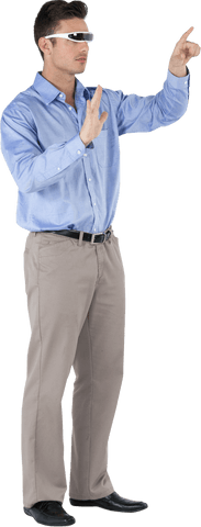 Man in Virtual Reality Glasses Interacting with Transparent Surface - Download Free Stock Videos Pikwizard.com