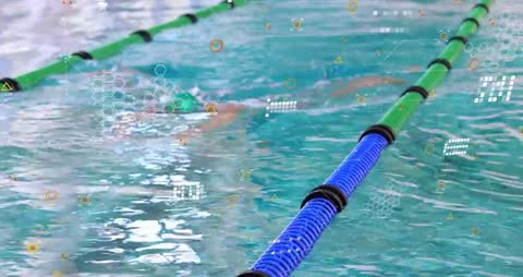 Swimmer Performing Strokes in Lanes With Digital Enhancement