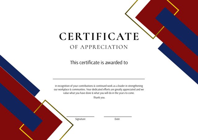 Modern Certificate of Appreciation with Geometric Design - Download Free Stock Templates Pikwizard.com