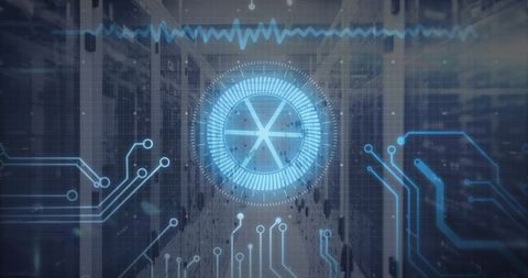 Futuristic HUD Interface in Data Center with Digital Elements - Download Free Stock Images Pikwizard.com
