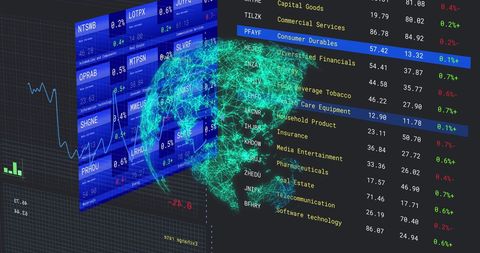 Financial Data Visualization with Global Network Overlay - Download Free Stock Images Pikwizard.com