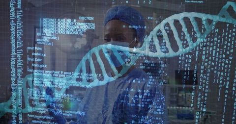 Biotech Research Innovations with Digital DNA and Code Overlay