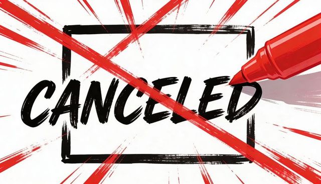 Cancelled Mark with Red Marker Slash and Bold Handwritten Ink Brush Stroke
