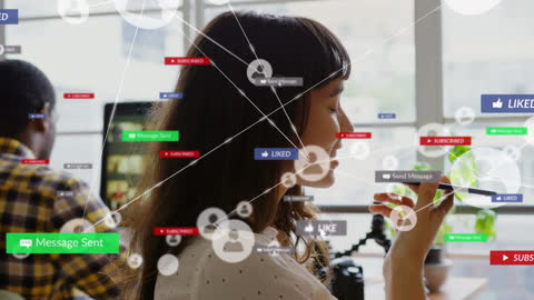 Woman Engaging with Interactive Social Media Network on Smartphone