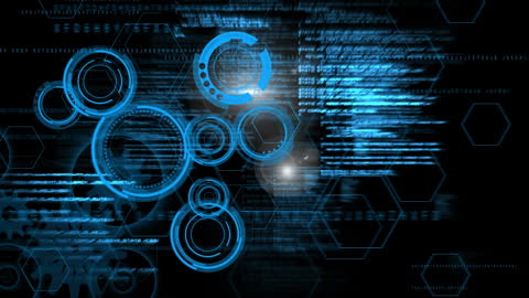 Futuristic Digital Interface with Blue Holographic Elements