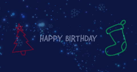 Festive Birthday Greeting with Snowflakes on Blue