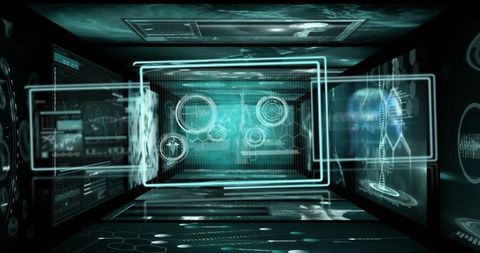 Futuristic Medical Interface with DNA Strand Display