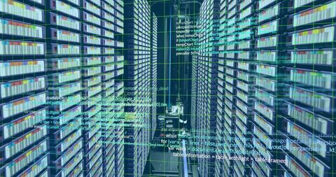 Data Server Center with Digital Code Overlay Illustrating Network Security - Download Free Stock Images Pikwizard.com