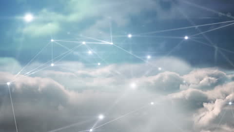 Digital Network Lines Over Clouds: Futuristic Telecommunication Concept