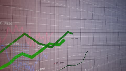 Financial Data Analysis with Green Growth Line on Grid Background