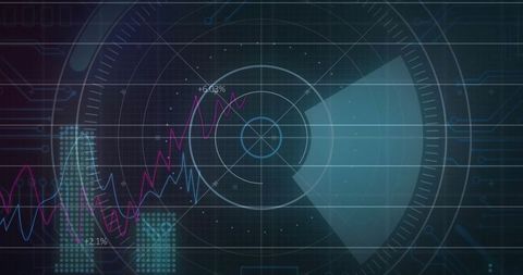 Futuristic digital dashboard interface with radial hud