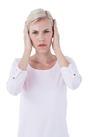 serious woman covering ears transparent background - Download Free Stock Videos Pikwizard.com