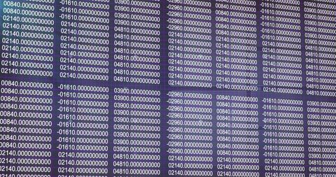 Numerical Data Grid on Digital Screen Displaying Analysis