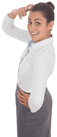 Smiling Businesswoman Posing on Transparent Background