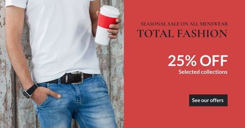 Casual Menswear Fashion Sale with Coffee Motif