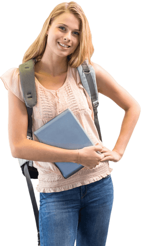 Confident Female Student with Tablet on Transparent Background - Download Free Stock Videos Pikwizard.com