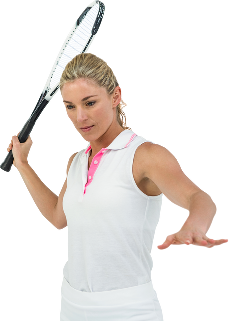 Female Athlete in White Polo Shirt Playing Tennis on Transparent Background - Download Free Stock Videos Pikwizard.com