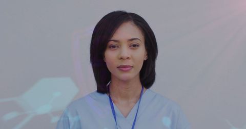 Focused Doctor Portrait with Technological Overlay