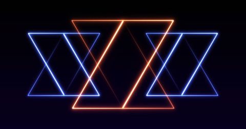 Neon triangles with vibrant glowing lines