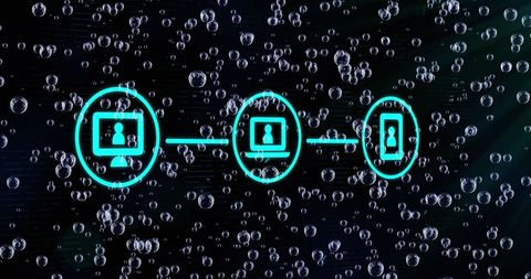 Innovative digital interface with media icons in abstract background