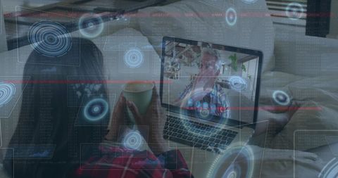 Virtual Experience with Futuristic Data Overlay - Download Free Stock Images Pikwizard.com