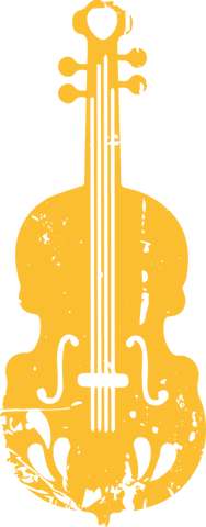 Vintage yellow violin grunge on transparent background