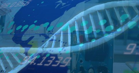 Dna sequence analysis and scientific data in high-tech laboratory