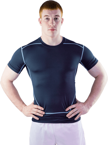Transparent portrait of muscular athlete with confident stance