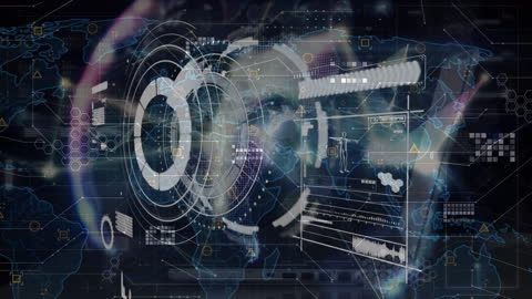 Digital Globe Interface with Futuristic Scanning Technology