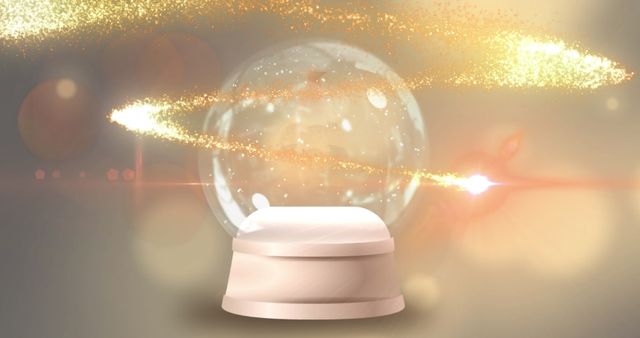 Mystical Gold Shooting Star Over Christmas Snow Globe - Download Free Stock Images Pikwizard.com