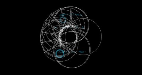Abstract Geometric Design with Circles on Black Background
